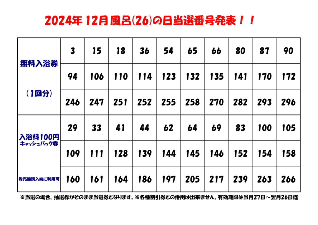 風呂の日2024年12月分