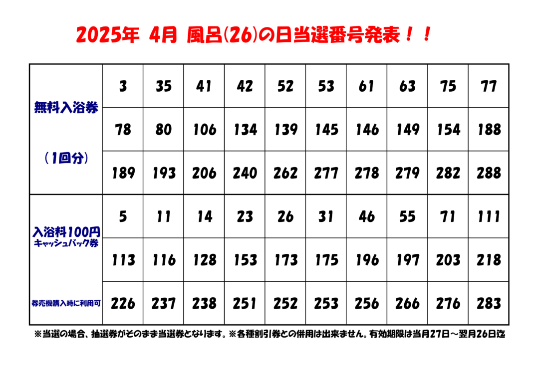 風呂の日2025年4月分