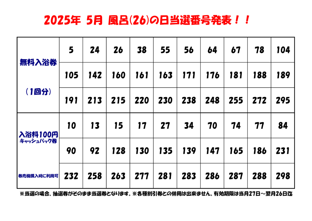風呂の日2025年5月分