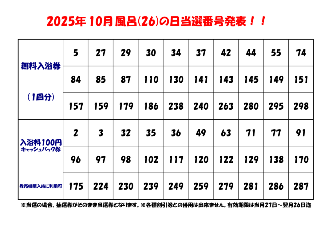 風呂の日2025年10月分