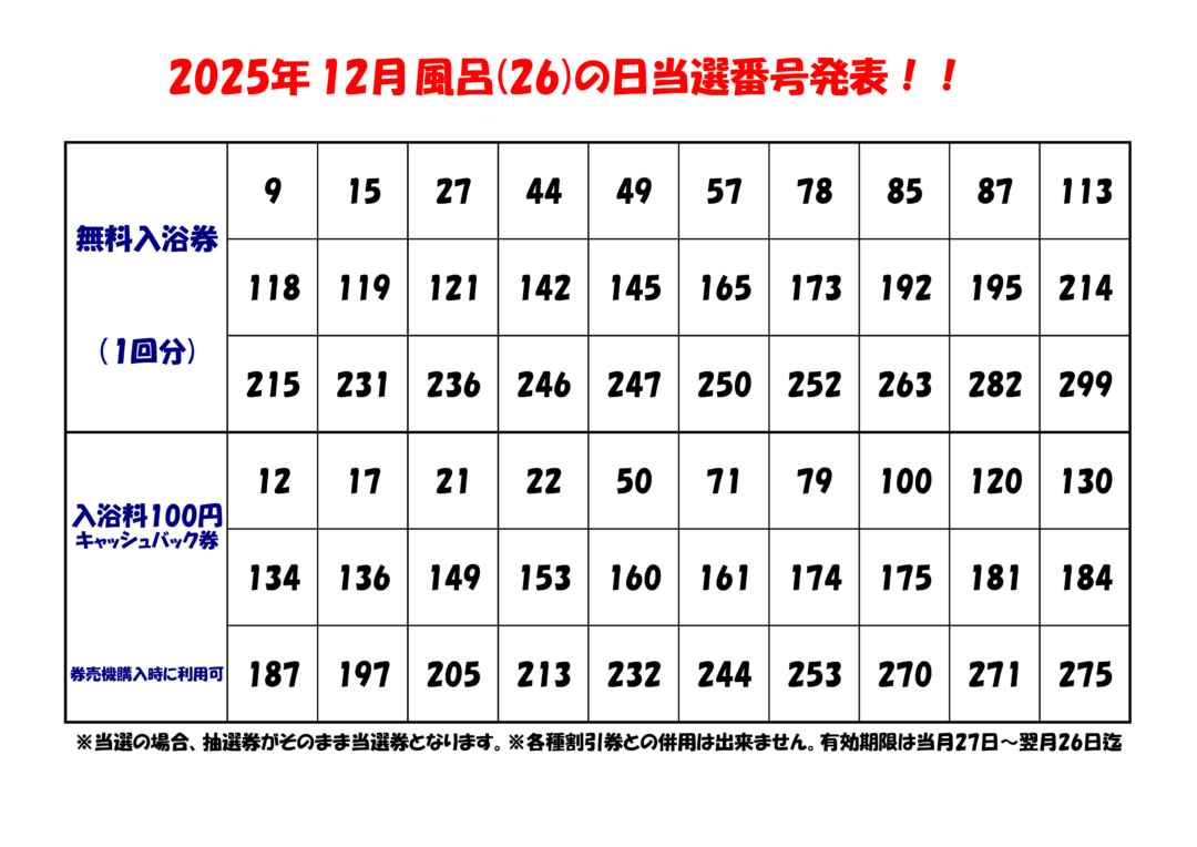 風呂の日2025年12月分